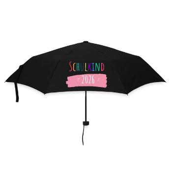Schulkind 2026 - Regenschirm (klein) - Schwarz - Vorne