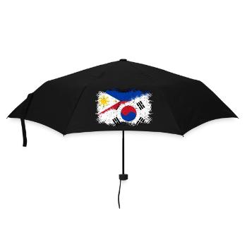 Südkoreanische Flagge Philippinische Flagge Filipino Koreanisch - Regenschirm (klein) - Schwarz - Vorne