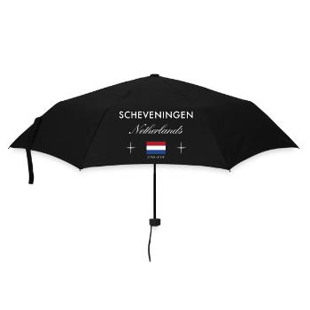 Scheveningen Niederlande Koordinate Reise Souvenir - Regenschirm (klein) - Schwarz - Vorne