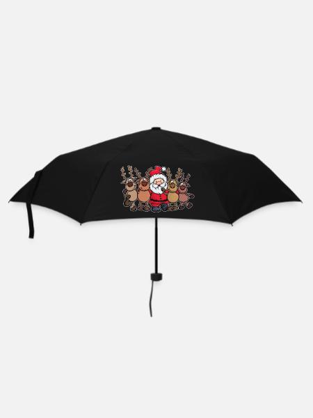 Hirsch Xmas Weihnachten Weihnachtsmann - Regenschirm (klein) - Schwarz