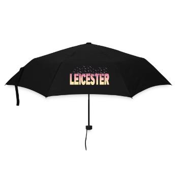 Leicester England UK City Font Birds Skyline - Umbrella (small) - black - Front