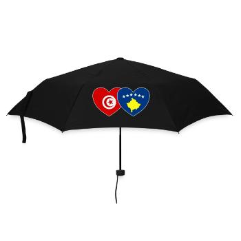 Tunesien Kosovo Flagge Herz - Regenschirm (klein) - Schwarz - Vorne