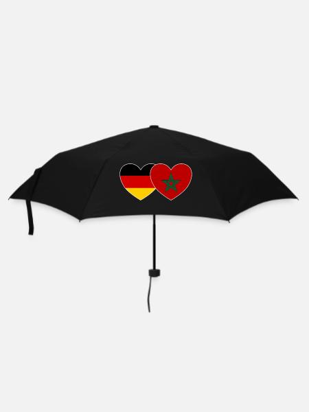 Deutschland Marokko Flagge Herz - Regenschirm (klein) - Schwarz