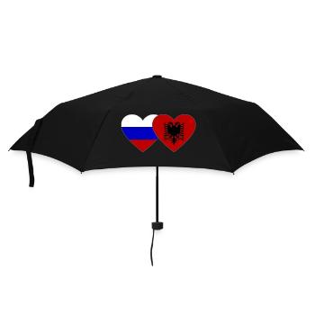 Russland Albanien Flagge Herz - Regenschirm (klein) - Schwarz - Vorne