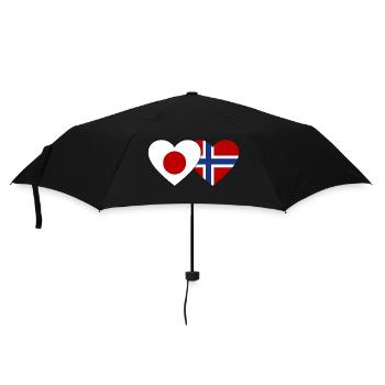 Japan Norwegen Flagge Herz - Regenschirm (klein) - Schwarz - Vorne
