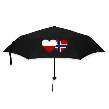 Polen Norwegen Flagge Herz - Regenschirm (klein) - Schwarz - Vorne