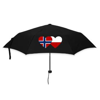 Norwegen Polen Flagge Herz - Regenschirm (klein) - Schwarz - Vorne