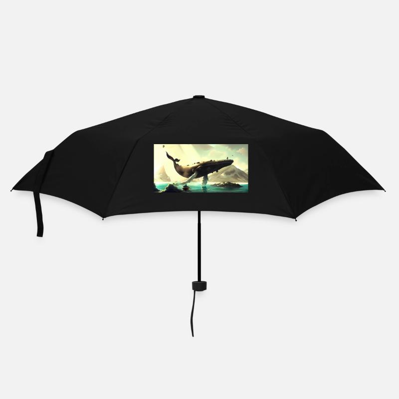 Wal schwebt am Himmel - Regenschirm (klein) - Schwarz