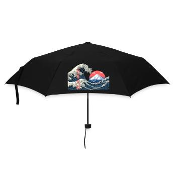 T-Shirt Wave kanagawa hokusai mont fuji japan - Regenschirm (klein) - Schwarz - Vorne