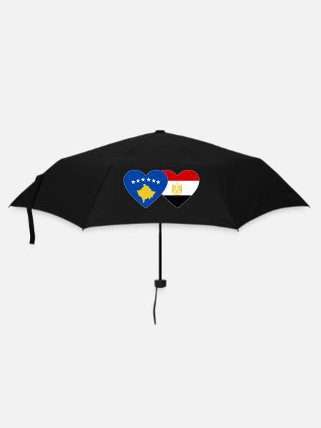 Kosovo Ägypten Flagge Herz - Regenschirm (klein) - Schwarz