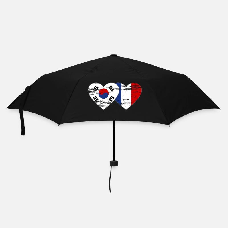 Corée du Sud France Drapeau Coeur Utilisé - Parapluie standard - noir