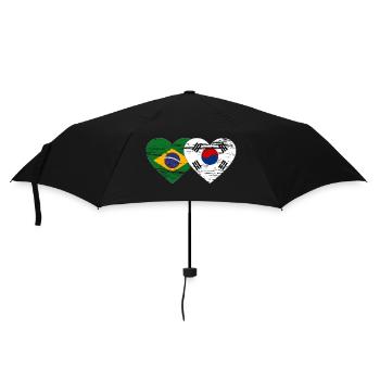Brazil South Korea flag heart used - Umbrella (small) - black - Front