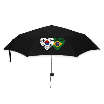 South Korea Brazil Flag Heart Used - Umbrella (small) - black - Front