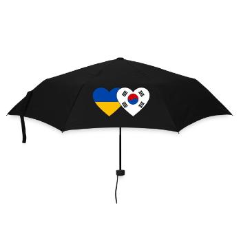 Ukraine South Korea Flag Heart - Umbrella (small) - black - Front