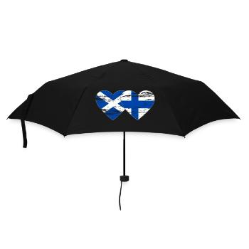 Scotland Finland Flag Heart Used - Umbrella (small) - black - Front