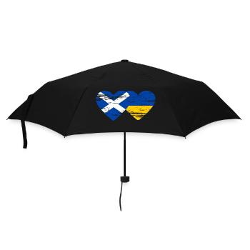 Scotland Ukraine Flag Heart Used - Umbrella (small) - black - Front