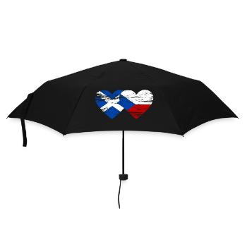 Scotland Czech Republic Flag Heart Used - Umbrella (small) - black - Front