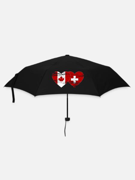 Canada Suisse Drapeau Coeur Utilisé - Parapluie standard - noir