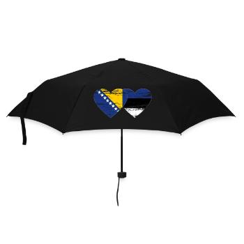 Bosnien Estland Flagge Herz used - Regenschirm (klein) - Schwarz - Vorne