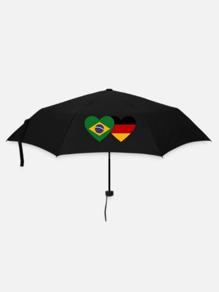 Brasilien Deutschland Flagge Herz - Regenschirm (klein) - Schwarz