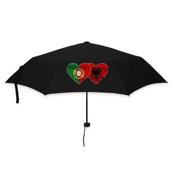 Portugal Albania Flag Heart Used - Umbrella (small) - black - Front