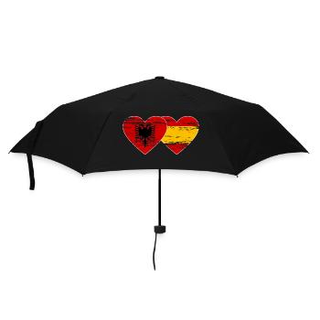 Albania Spain Flag Heart Used - Umbrella (small) - black - Front