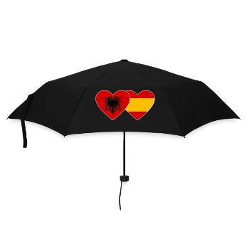 Albanien Spanien Flagge Herz - Regenschirm (klein) - Schwarz - Vorne