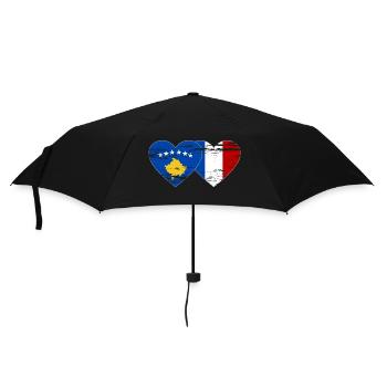 Kosovo France Flag Heart Used - Umbrella (small) - black - Front