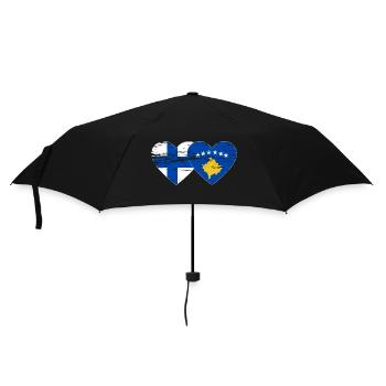 Finland Kosovo flag heart used - Umbrella (small) - black - Front