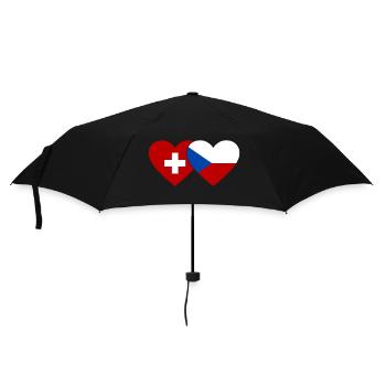 Schweiz Tschechien Flagge Herz - Regenschirm (klein) - Schwarz - Vorne