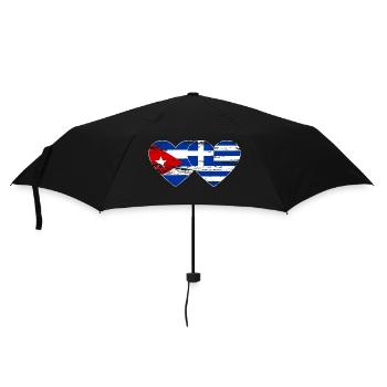 Cuba Greece Flag Heart Used - Umbrella (small) - black - Front