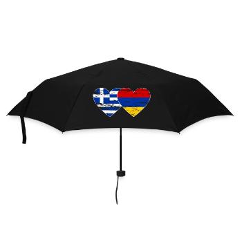 Griechenland Armenien Flagge Herz used - Regenschirm (klein) - Schwarz - Vorne