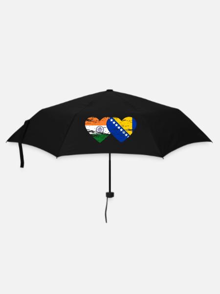 Indien Bosnien Flagge Herz used - Regenschirm (klein) - Schwarz