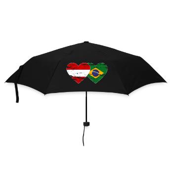 Austria Brazil Flag Heart Used - Umbrella (small) - black - Front