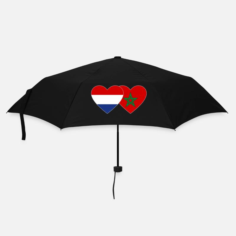 Hollande Maroc Drapeau Coeur - Parapluie standard - noir