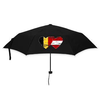 Belgium Austria Flag Heart Used - Umbrella (small) - black - Front