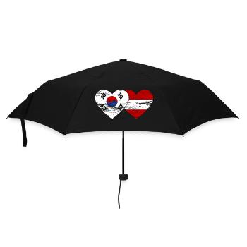 South Korea Austria Flag Heart Used - Umbrella (small) - black - Front