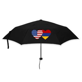 USA Armenia Flag Heart - Umbrella (small) - black - Front