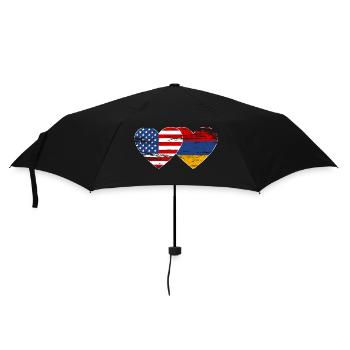USA Armenia Flag Heart Used - Umbrella (small) - black - Front