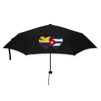 Kolumbien Kuba Flagge Herz used - Regenschirm (klein) - Schwarz - Vorne