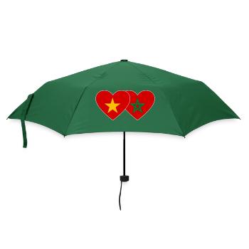 Vietnam Marokko Flagge Herz - Regenschirm (klein) - Flaschengrün - Vorne