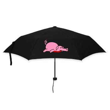 Grillon de porc mort inconscient mangeant de la viande - Parapluie standard - noir - Devant