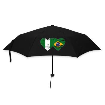 Nigeria Brésil Drapeau Coeur utilisé - Parapluie standard - noir - Devant