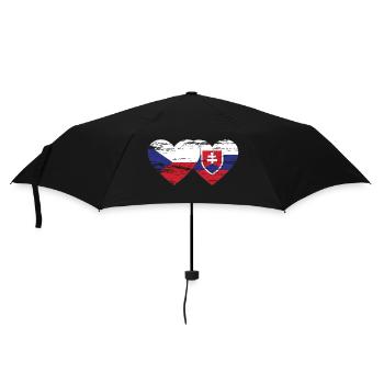 Tschechien Slowakei Flagge Herz used - Regenschirm (klein) - Schwarz - Vorne