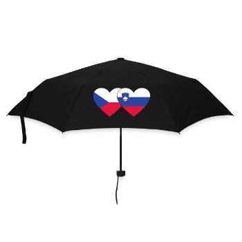 Tschechien Slowenien Flagge Herz - Regenschirm (klein) - Schwarz - Vorne