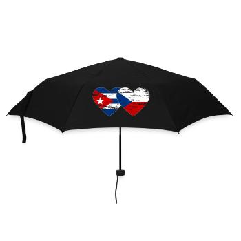 Kuba Tschechien Flagge Herz used - Regenschirm (klein) - Schwarz - Vorne