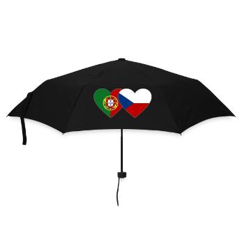 Portugal Tschechien Flagge Herz - Regenschirm (klein) - Schwarz - Vorne