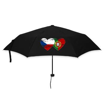 République tchèque Portugal drapeau coeur utilisé - Parapluie standard - noir - Devant
