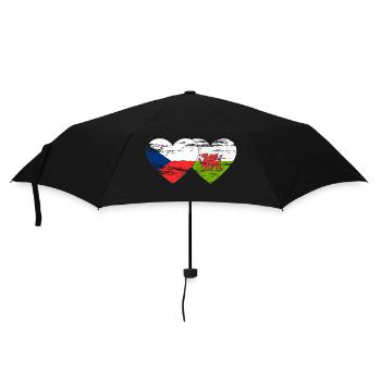 Czech Republic Wales Flag Heart used - Umbrella (small) - black - Front