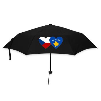 Czech Republic Kosovo Flag Heart - Umbrella (small) - black - Front